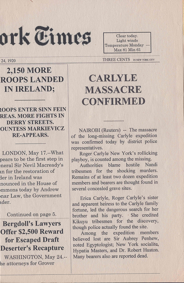Newspaper Article About The Carlyle Expedition Being Massacred