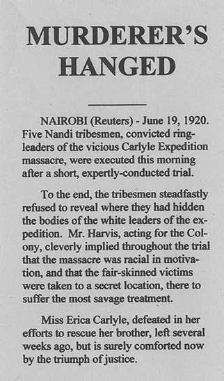Newspaper Article About The Carlyle Expedition Murderer's Hanged